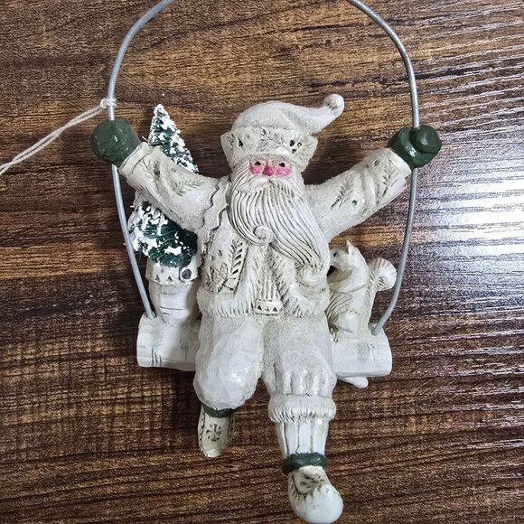 Rare Pam Schifferl White Santa Swing Ornament Winter White Midwest Cannon Falls - Picture 2 of 7